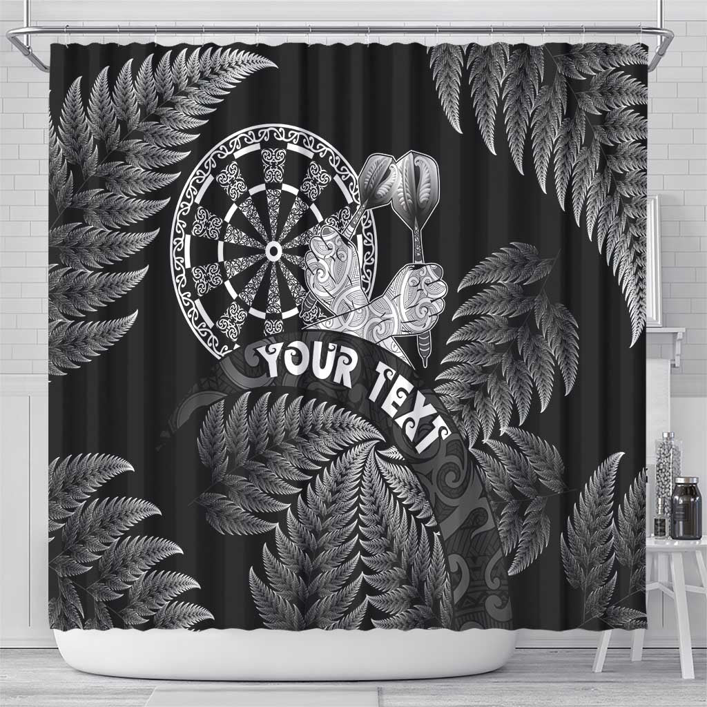 Personalised New Zealand Aotearoa Darts Masters Shower Curtain Silver Fern and Maori Spirit - Polynesian Pride