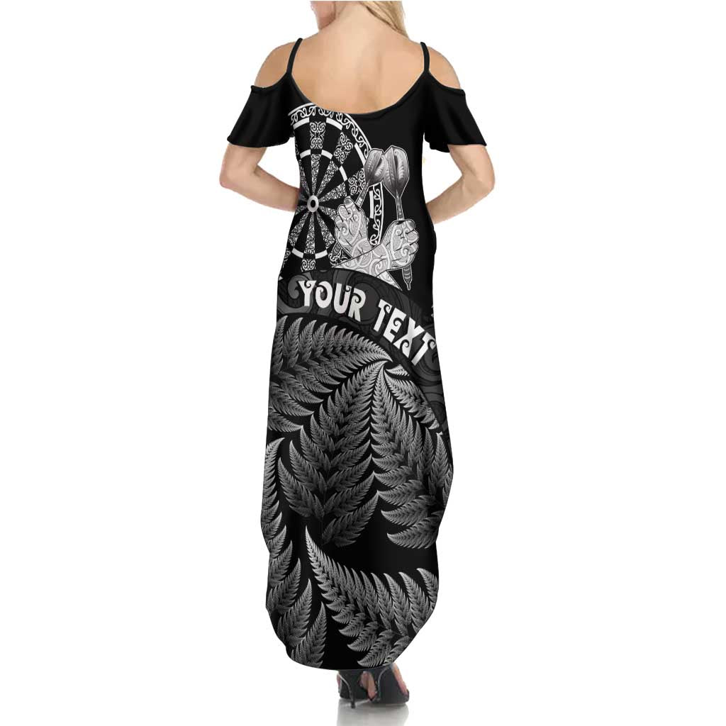 Personalised New Zealand Aotearoa Darts Masters Summer Maxi Dress Silver Fern and Maori Spirit - Polynesian Pride
