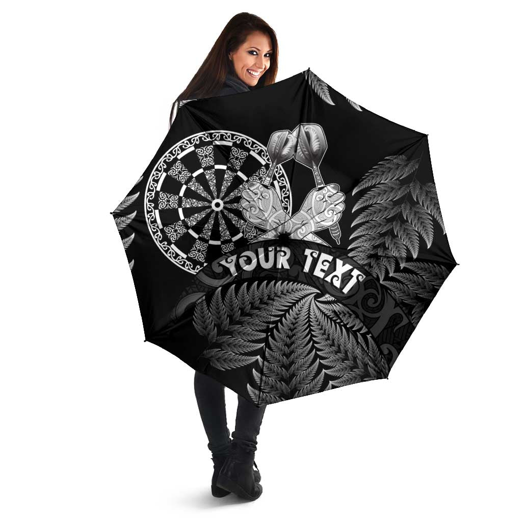 Personalised New Zealand Aotearoa Darts Masters Umbrella Silver Fern and Maori Spirit - Polynesian Pride