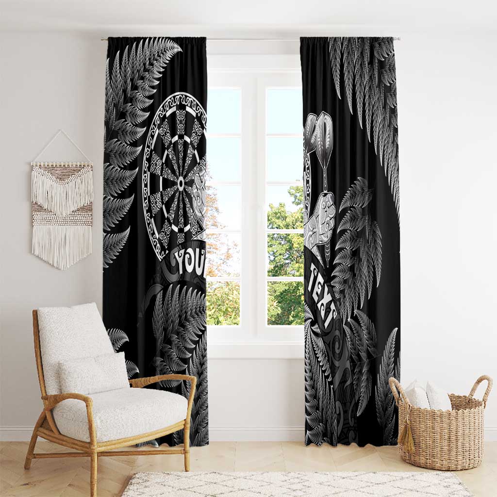 Personalised New Zealand Aotearoa Darts Masters Window Curtain Silver Fern and Maori Spirit - Polynesian Pride