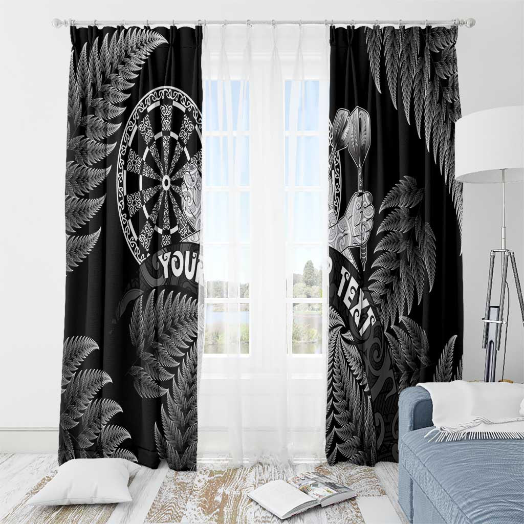 Personalised New Zealand Aotearoa Darts Masters Window Curtain Silver Fern and Maori Spirit - Polynesian Pride