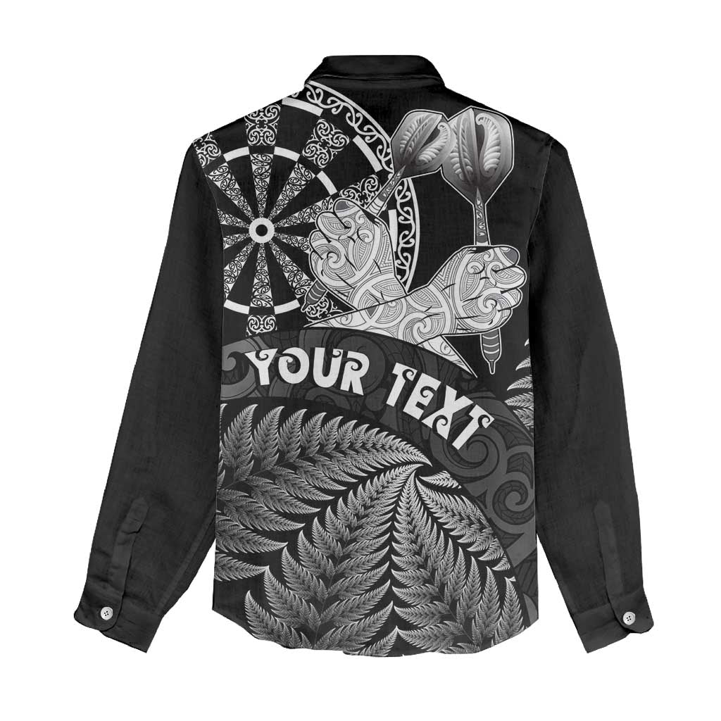 Personalised New Zealand Aotearoa Darts Masters Women Casual Shirt Silver Fern and Maori Spirit - Polynesian Pride