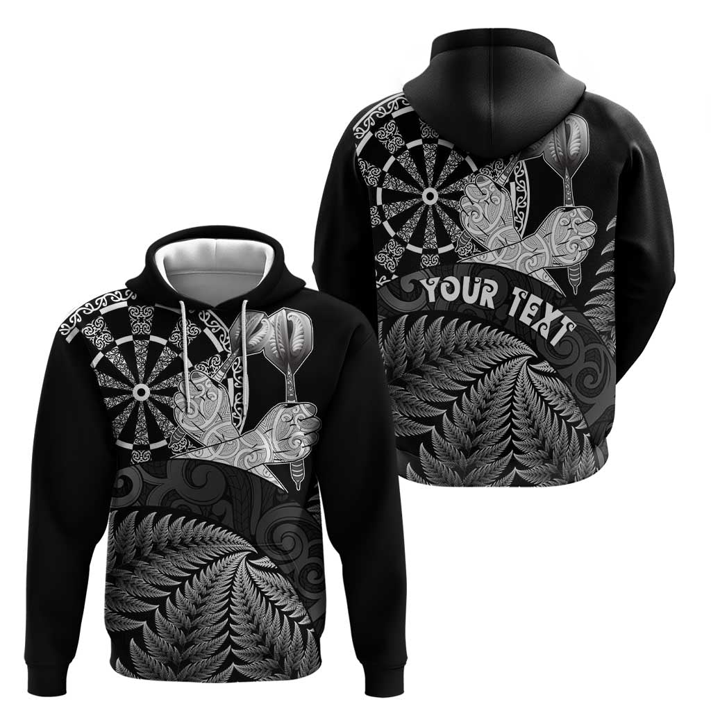 Personalised New Zealand Aotearoa Darts Masters Zip Hoodie Silver Fern and Maori Spirit - Polynesian Pride