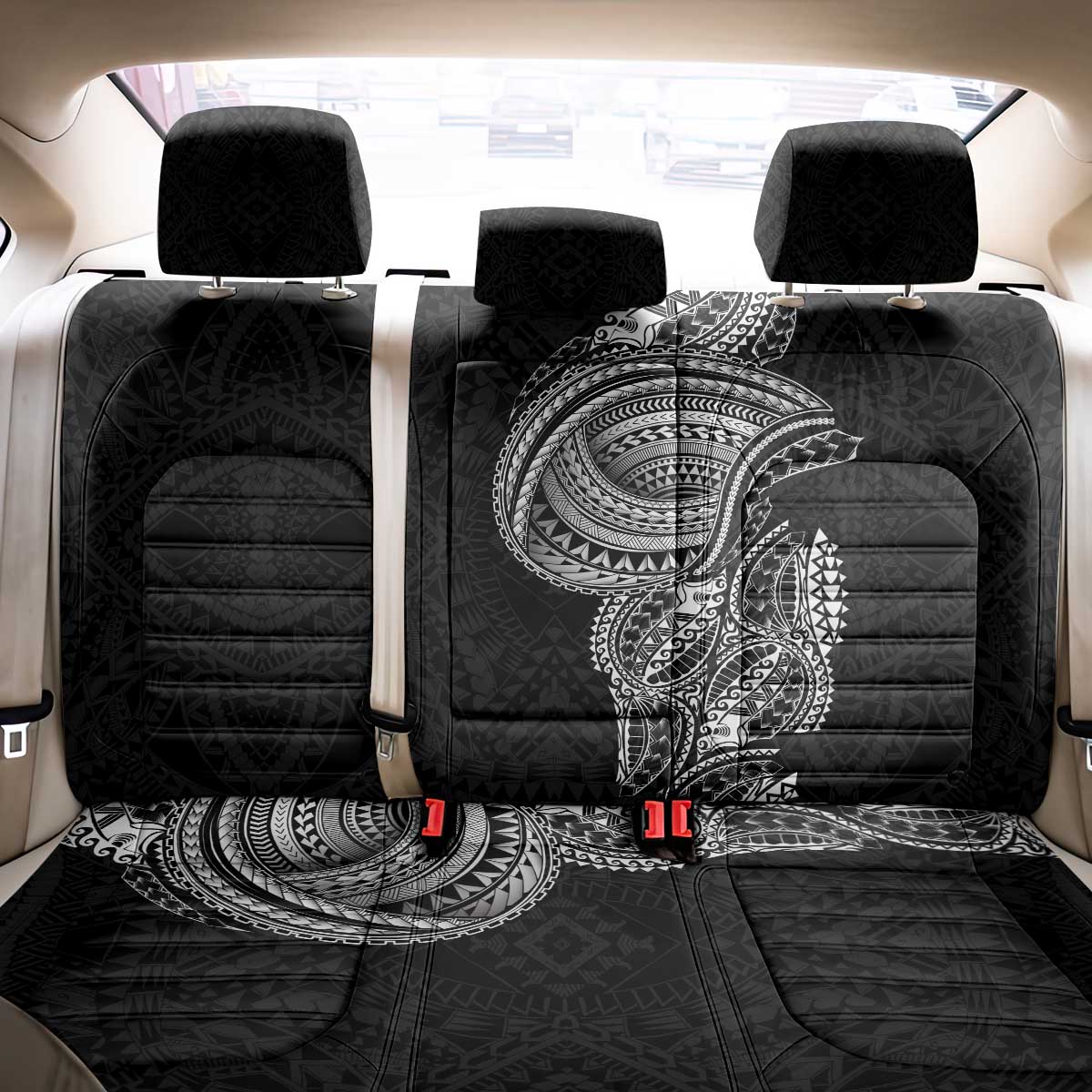 Traditional Polynesian Art Tattoos Back Car Seat Cover Black Color - Polynesian Pride
