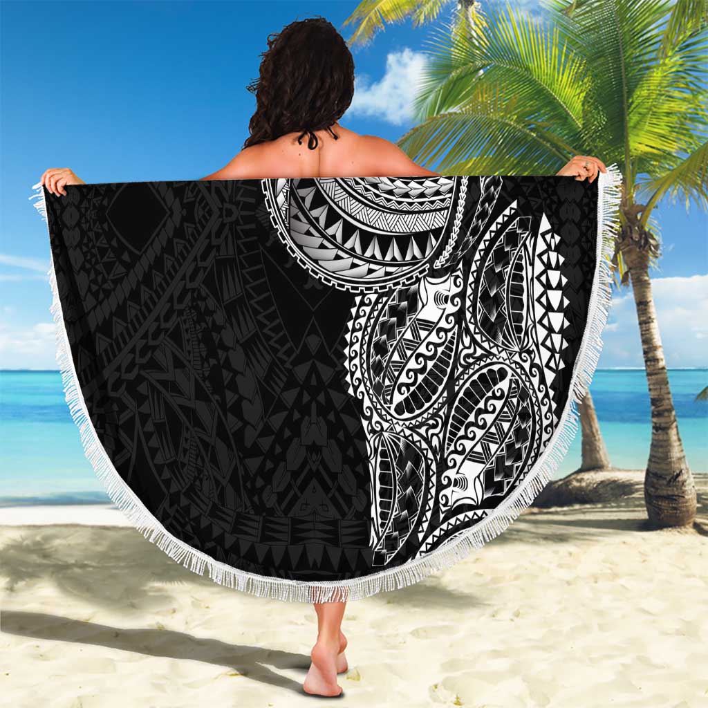Traditional Polynesian Art Tattoos Beach Blanket Black Color LT03 - Polynesian Pride