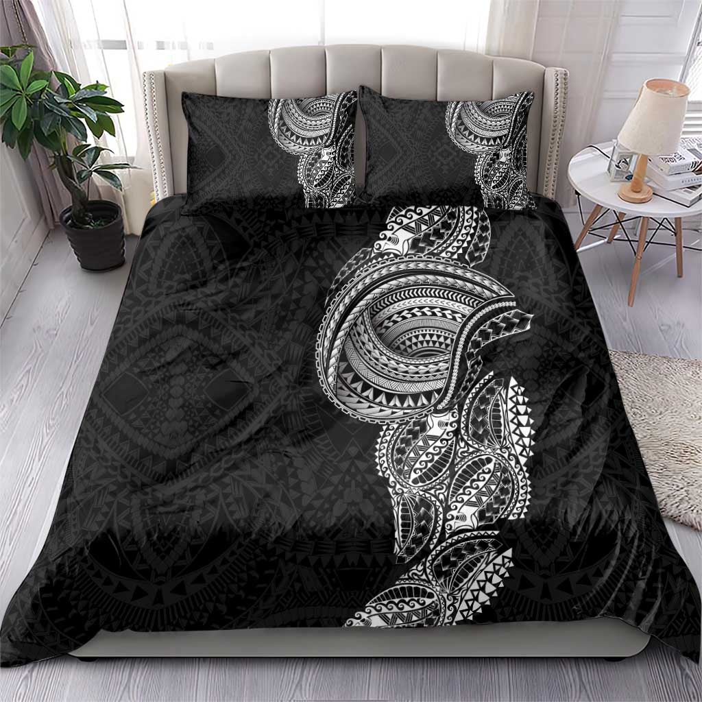 Traditional Polynesian Art Tattoos Bedding Set Black Color - Polynesian Pride