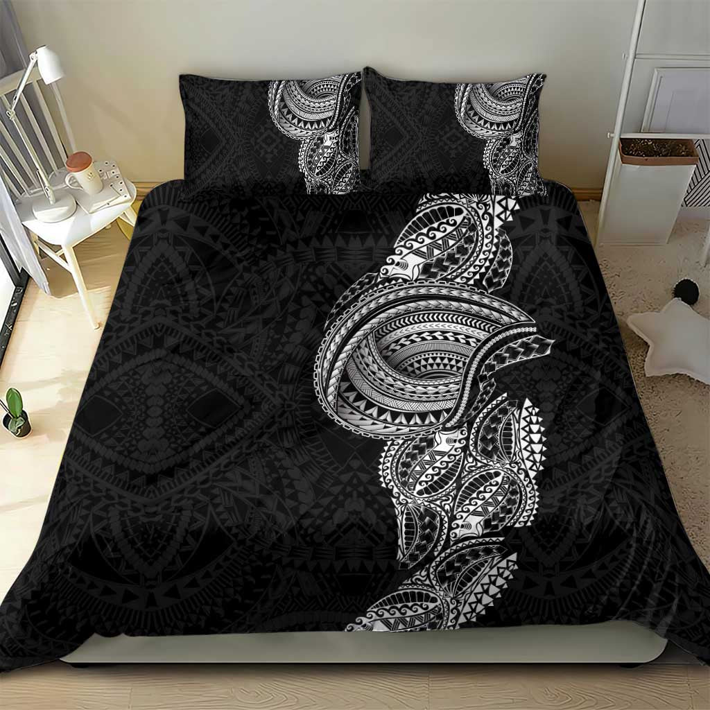 Traditional Polynesian Art Tattoos Bedding Set Black Color - Polynesian Pride