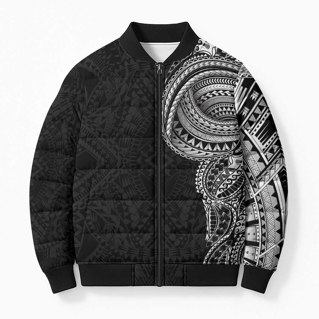 Traditional Polynesian Art Tattoos Bomber Puffer Jacket Black Color LT03 Unisex Black - Polynesian Pride