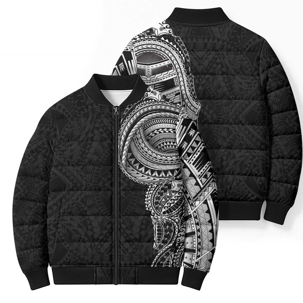 Traditional Polynesian Art Tattoos Bomber Puffer Jacket Black Color LT03 - Polynesian Pride