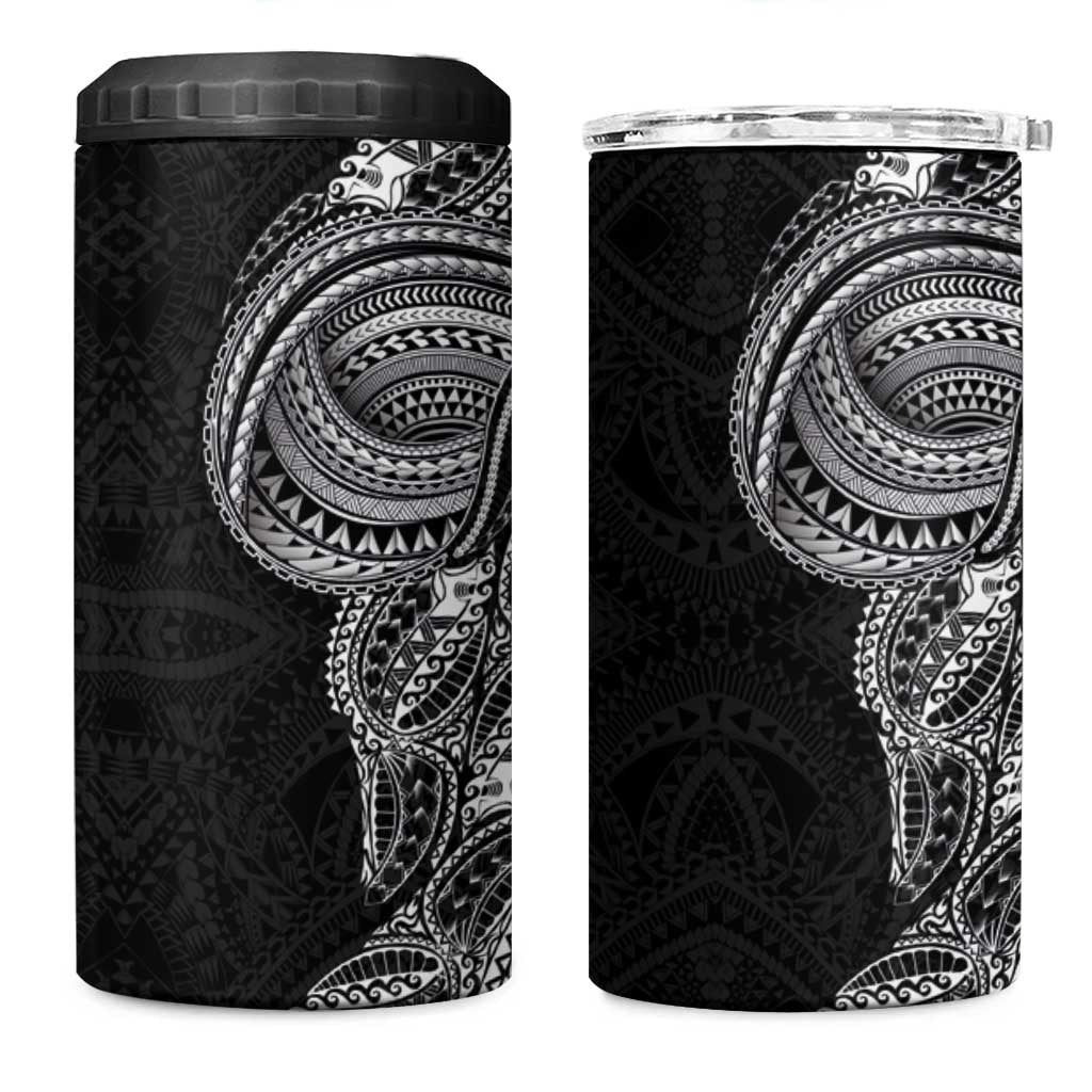 Traditional Polynesian Art Tattoos 4 in 1 Can Cooler Tumbler Black Color LT03 One Size: 16 oz Black - Polynesian Pride