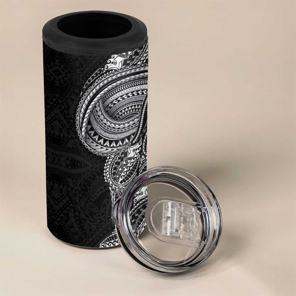 Traditional Polynesian Art Tattoos 4 in 1 Can Cooler Tumbler Black Color LT03 - Polynesian Pride