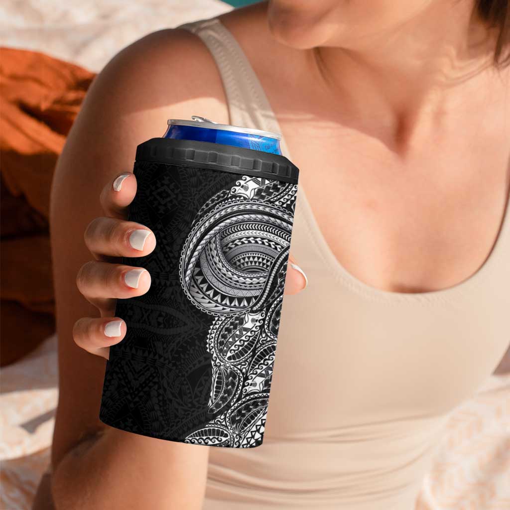 Traditional Polynesian Art Tattoos 4 in 1 Can Cooler Tumbler Black Color LT03 - Polynesian Pride
