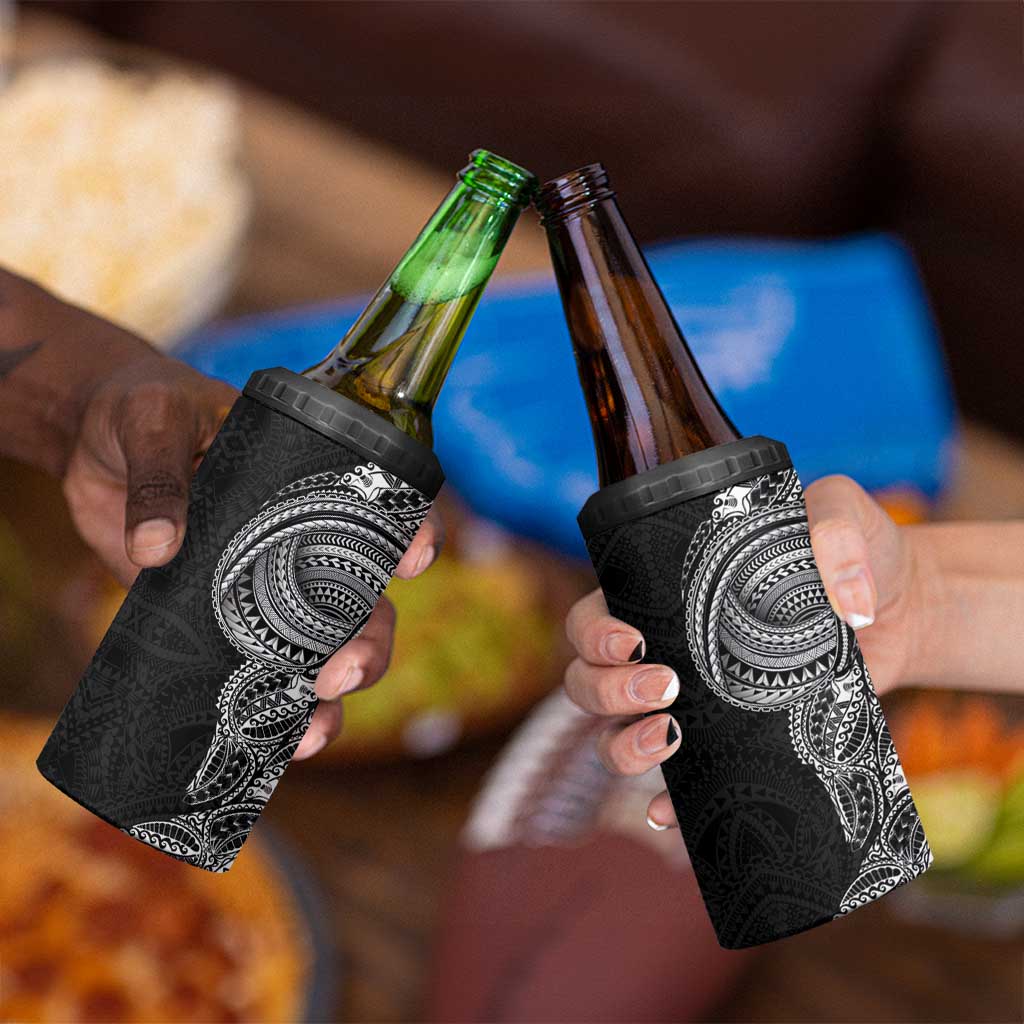 Traditional Polynesian Art Tattoos 4 in 1 Can Cooler Tumbler Black Color LT03 - Polynesian Pride