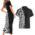 Traditional Polynesian Art Tattoos Couples Matching Short Sleeve Bodycon Dress and Hawaiian Shirt Black Color - Polynesian Pride