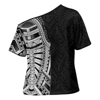 Traditional Polynesian Art Tattoos Cross Shoulder Shirt Black Color LT03 - Polynesian Pride