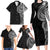 Traditional Polynesian Art Tattoos Family Matching Long Sleeve Bodycon Dress and Hawaiian Shirt Black Color - Polynesian Pride
