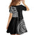 Traditional Polynesian Art Tattoos Family Matching Off Shoulder Short Dress and Hawaiian Shirt Black Color - Polynesian Pride