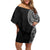 Traditional Polynesian Art Tattoos Family Matching Off Shoulder Short Dress and Hawaiian Shirt Black Color - Polynesian Pride