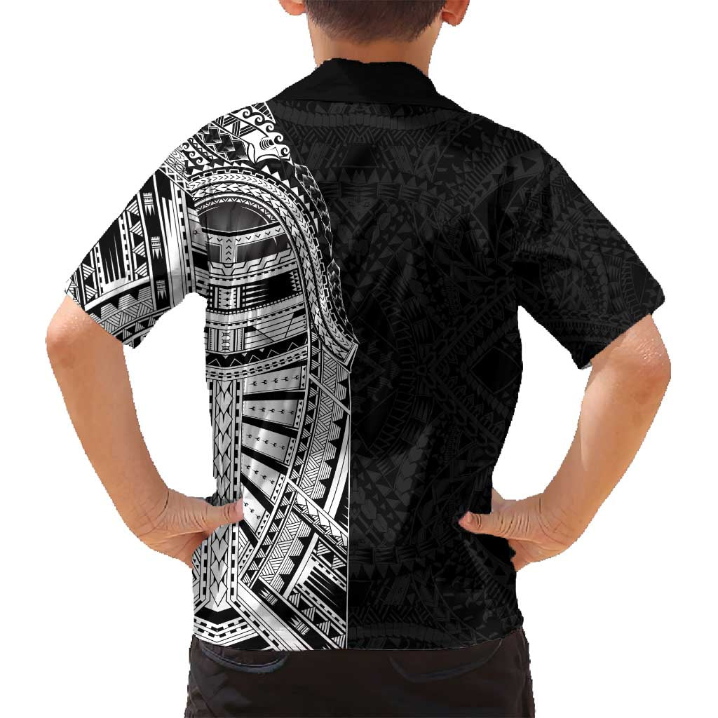 Traditional Polynesian Art Tattoos Family Matching Puletasi and Hawaiian Shirt Black Color LT03 - Polynesian Pride