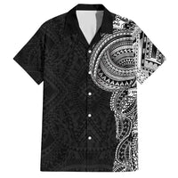 Traditional Polynesian Art Tattoos Family Matching Short Sleeve Bodycon Dress and Hawaiian Shirt Black Color - Polynesian Pride