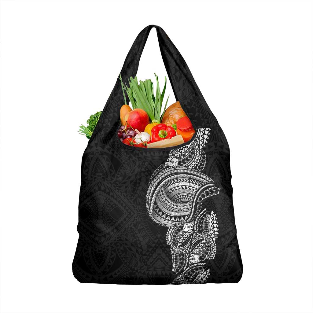 Traditional Polynesian Art Tattoos Grocery Bag Black Color - Polynesian Pride