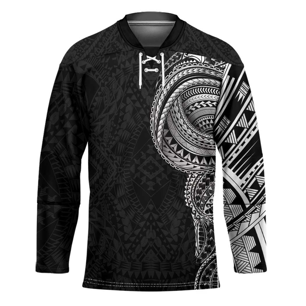 Traditional Polynesian Art Tattoos Hockey Jersey Black Color - Polynesian Pride