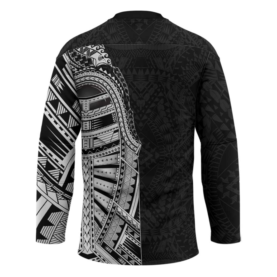 Traditional Polynesian Art Tattoos Hockey Jersey Black Color - Polynesian Pride