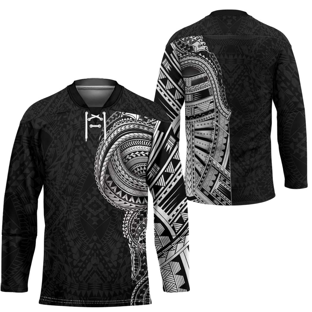 Traditional Polynesian Art Tattoos Hockey Jersey Black Color - Polynesian Pride