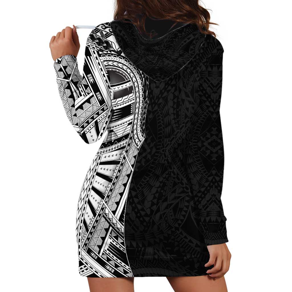 Traditional Polynesian Art Tattoos Hoodie Dress Black Color - Polynesian Pride
