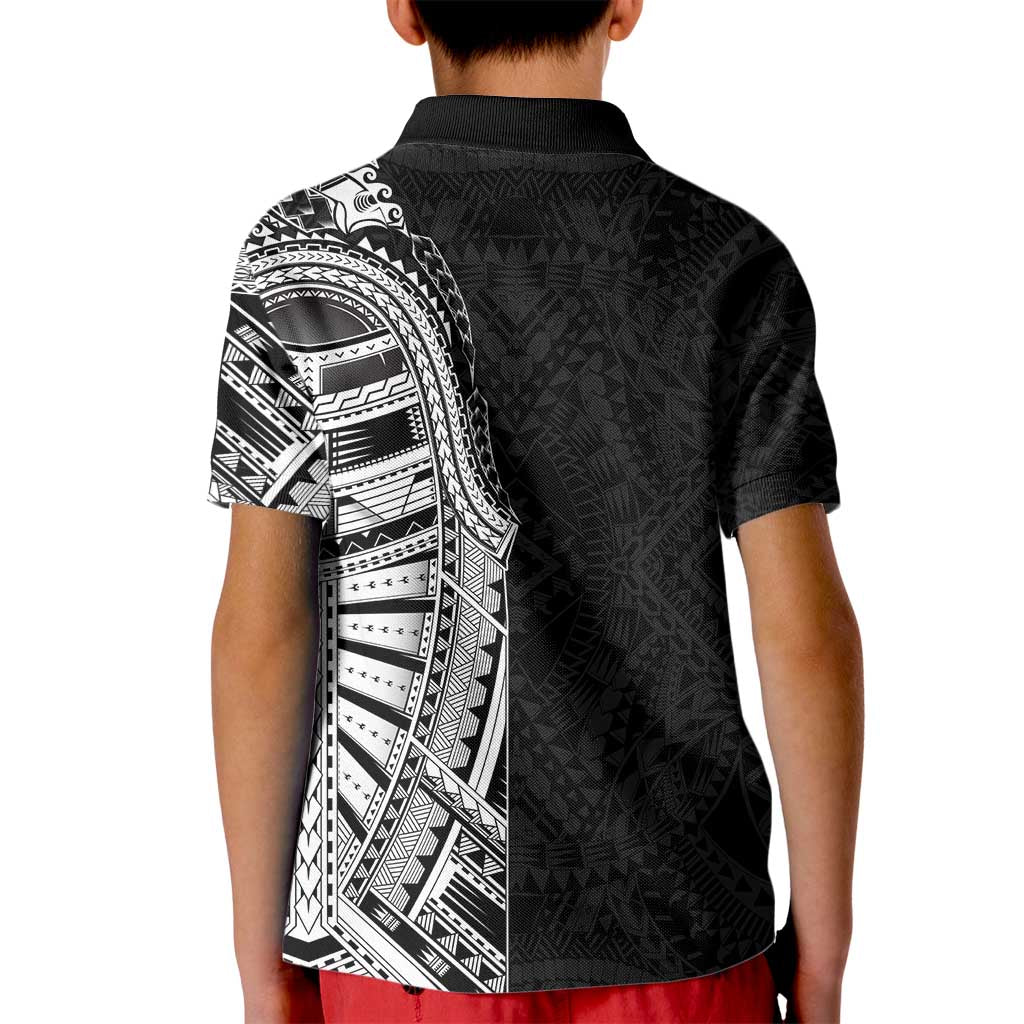 Traditional Polynesian Art Tattoos Kid Polo Shirt Black Color - Polynesian Pride