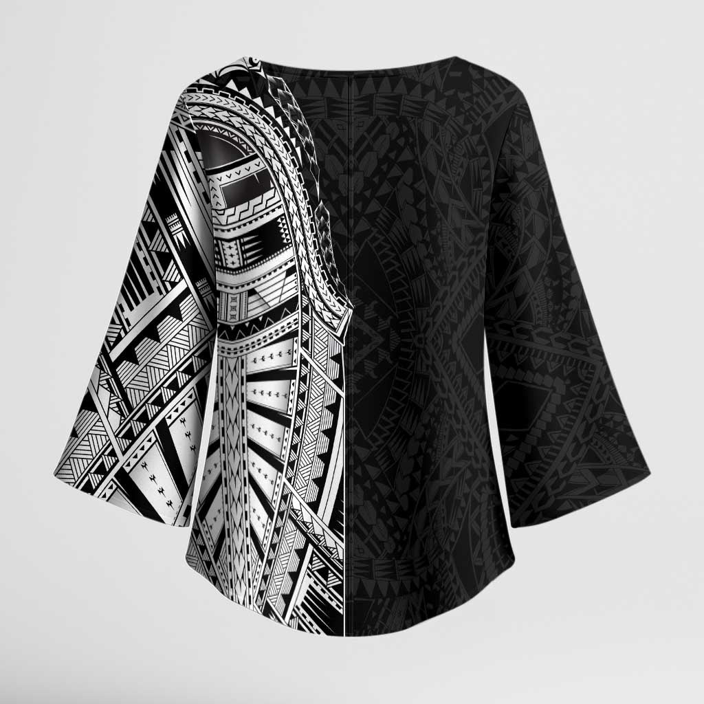 Traditional Polynesian Art Tattoos Kimono Sleeve Blouse Black Color LT03 - Polynesian Pride