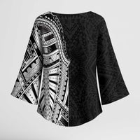 Traditional Polynesian Art Tattoos Kimono Sleeve Blouse Black Color LT03 - Polynesian Pride