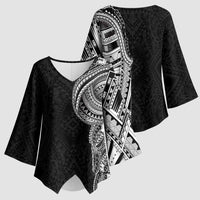 Traditional Polynesian Art Tattoos Kimono Sleeve Blouse Black Color LT03 - Polynesian Pride