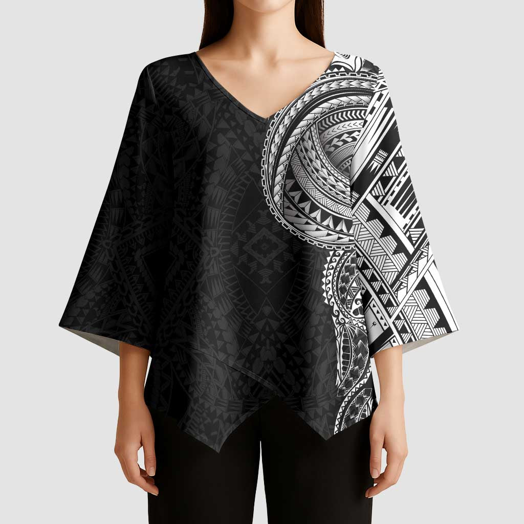 Traditional Polynesian Art Tattoos Kimono Sleeve Blouse Black Color LT03 - Polynesian Pride