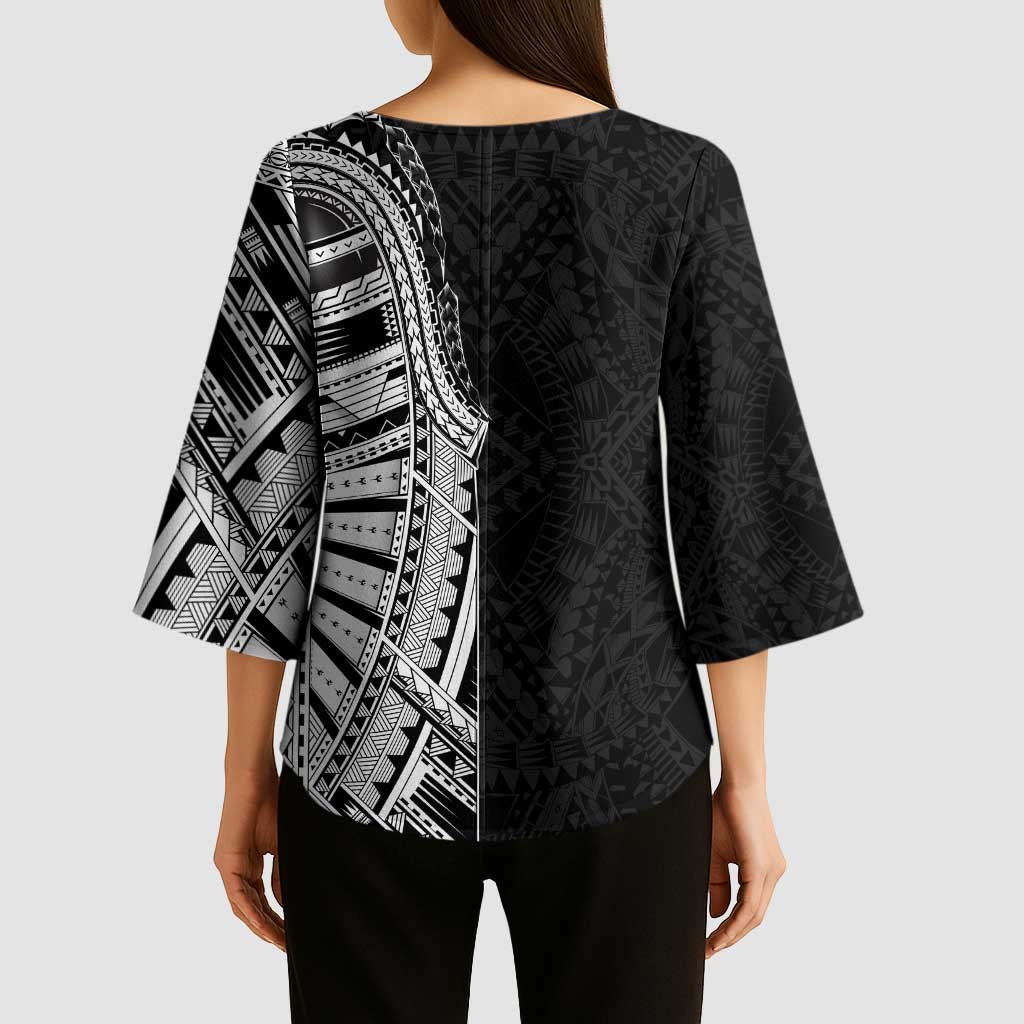 Traditional Polynesian Art Tattoos Kimono Sleeve Blouse Black Color LT03 - Polynesian Pride