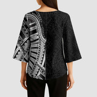 Traditional Polynesian Art Tattoos Kimono Sleeve Blouse Black Color LT03 - Polynesian Pride
