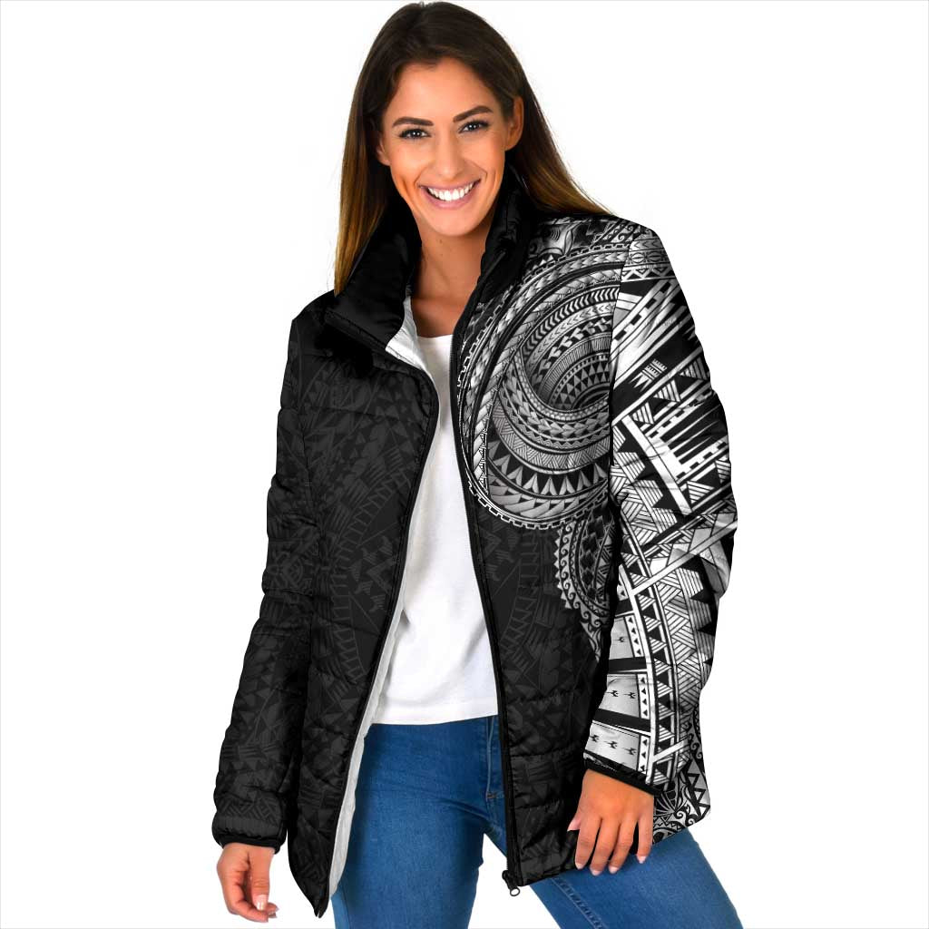 Traditional Polynesian Art Tattoos Padded Jacket Black Color LT03 Women Black - Polynesian Pride