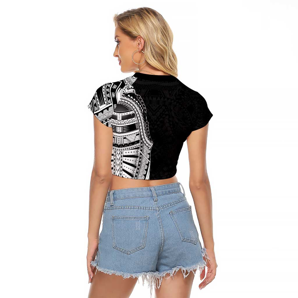 Traditional Polynesian Art Tattoos Raglan Cropped T Shirt Black Color - Polynesian Pride