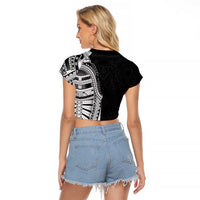 Traditional Polynesian Art Tattoos Raglan Cropped T Shirt Black Color - Polynesian Pride