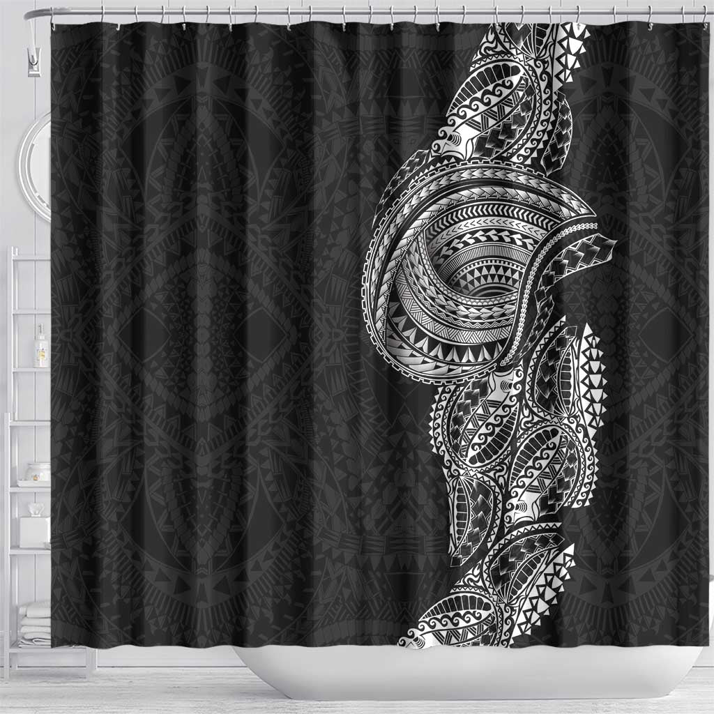 Traditional Polynesian Art Tattoos Shower Curtain Black Color - Polynesian Pride