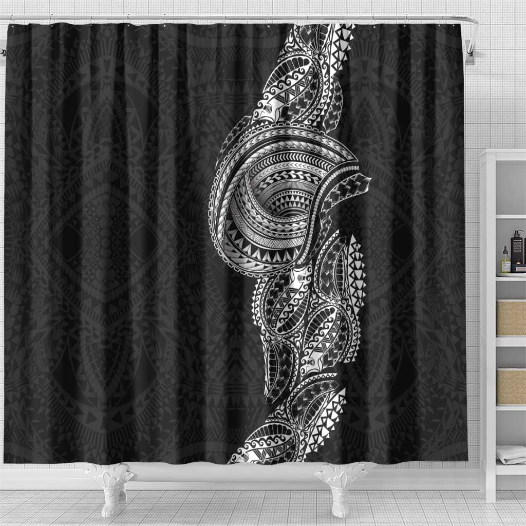 Traditional Polynesian Art Tattoos Shower Curtain Black Color - Polynesian Pride