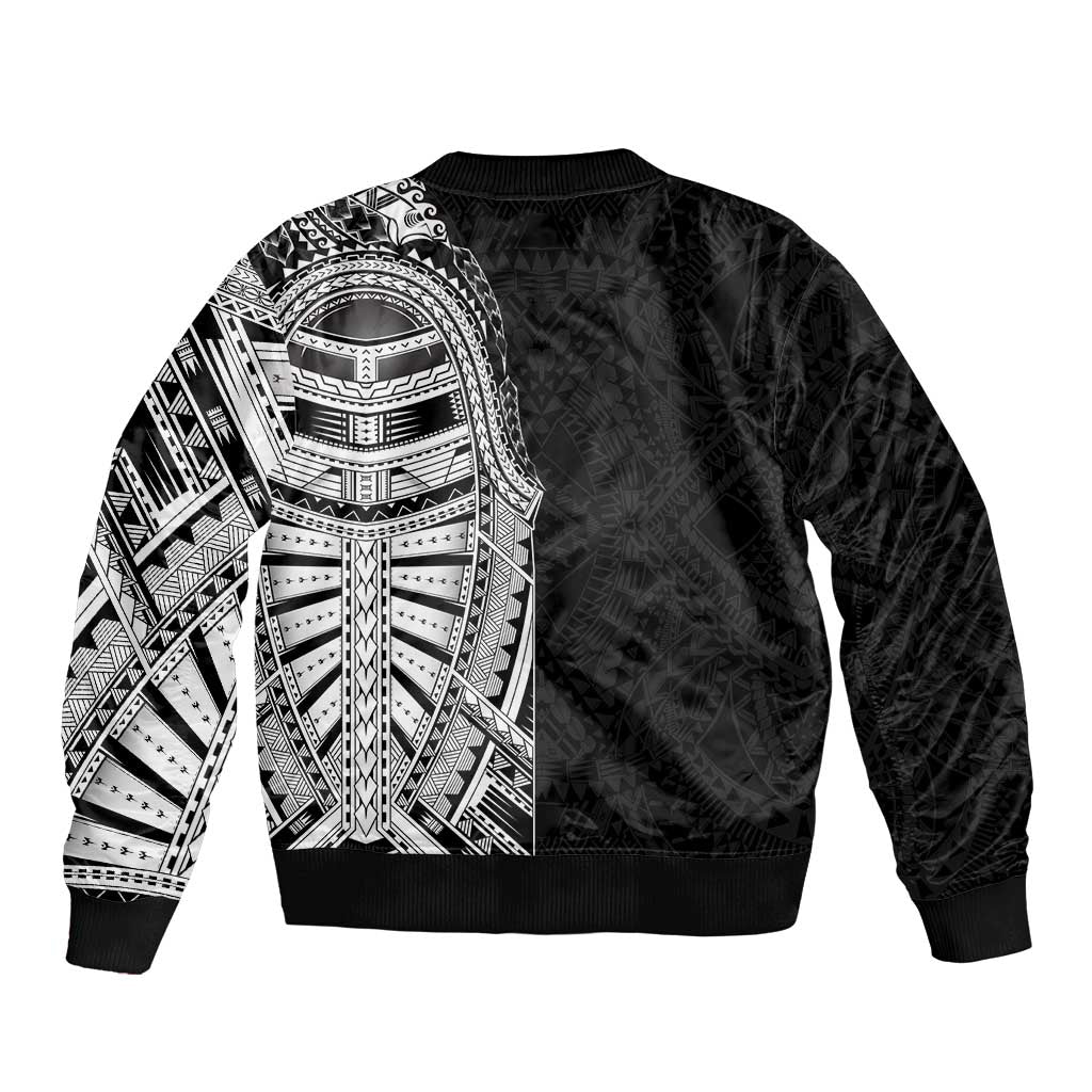 Traditional Polynesian Art Tattoos Sleeve Zip Bomber Jacket Black Color - Polynesian Pride