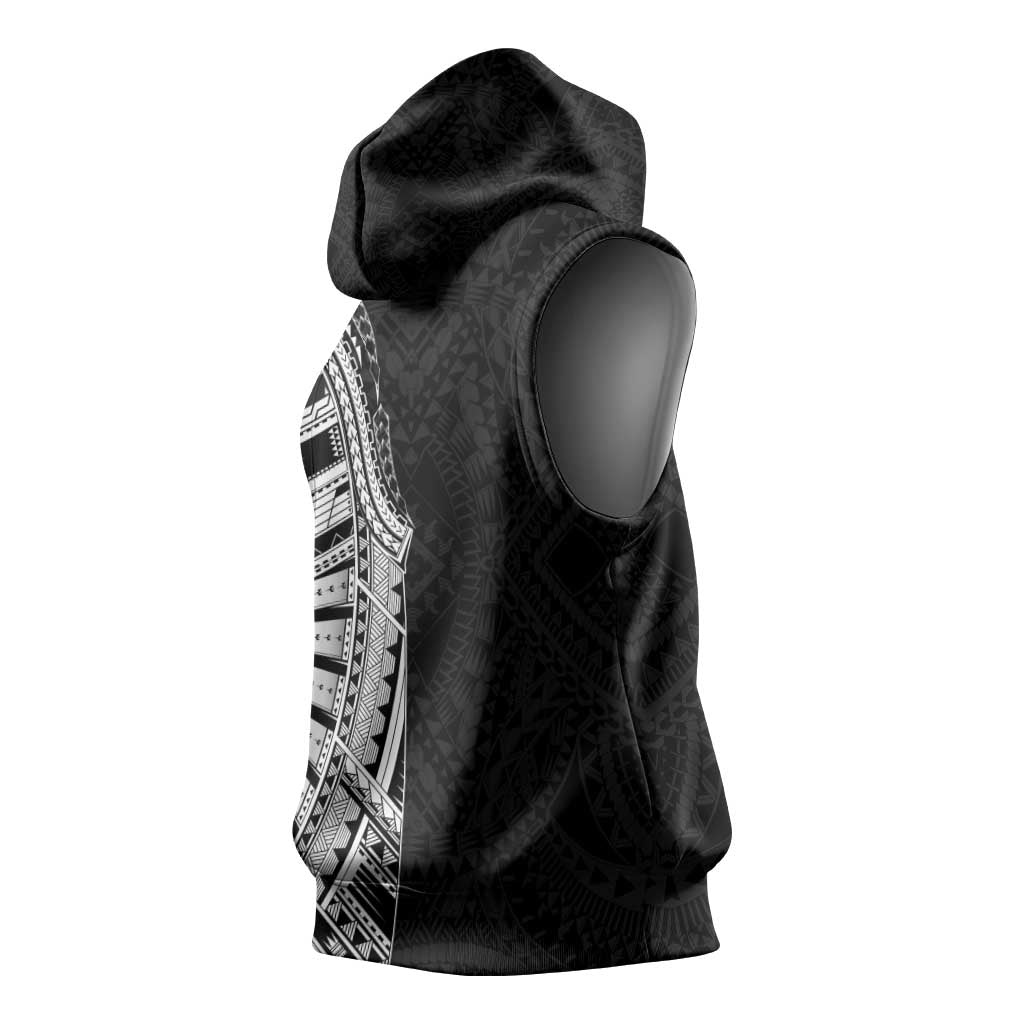 Traditional Polynesian Art Tattoos Sleeveless Hoodie Black Color LT03 - Polynesian Pride