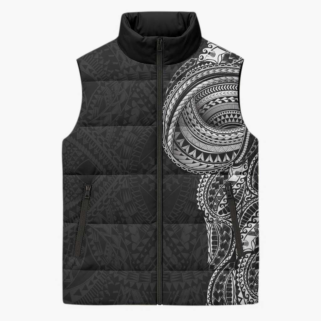 Traditional Polynesian Art Tattoos Sleeveless Puffer Jacket Black Color LT03 Unisex Black - Polynesian Pride