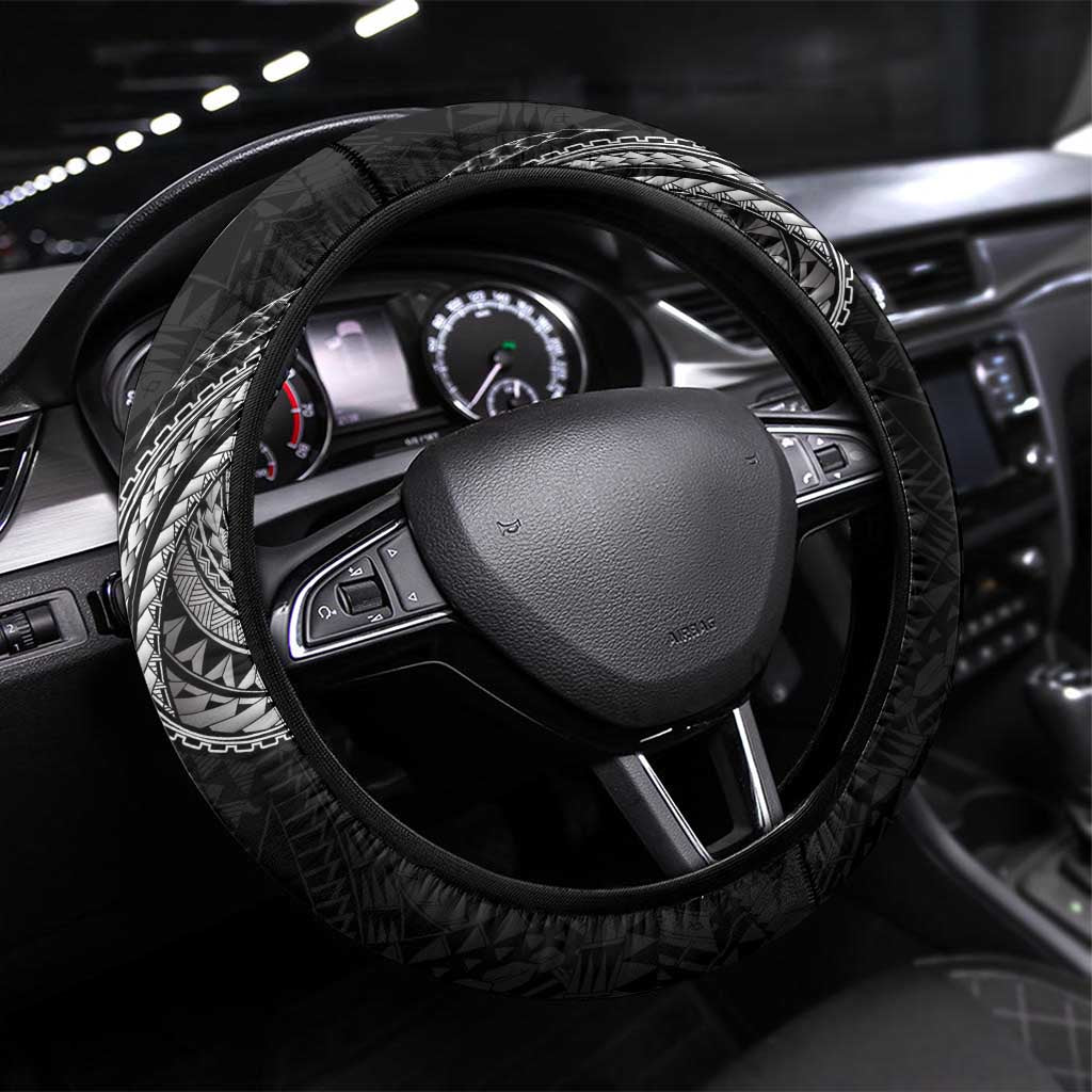 Traditional Polynesian Art Tattoos Steering Wheel Cover Black Color LT03 Universal Fit Black - Polynesian Pride
