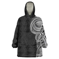 Traditional Polynesian Art Tattoos Wearable Blanket Hoodie Black Color LT03 One Size Black - Polynesian Pride