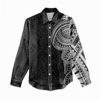 Traditional Polynesian Art Tattoos Women Casual Shirt Black Color - Polynesian Pride