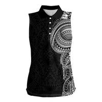 Traditional Polynesian Art Tattoos Women Sleeveless Polo Shirt Black Color LT03 Female Black - Polynesian Pride