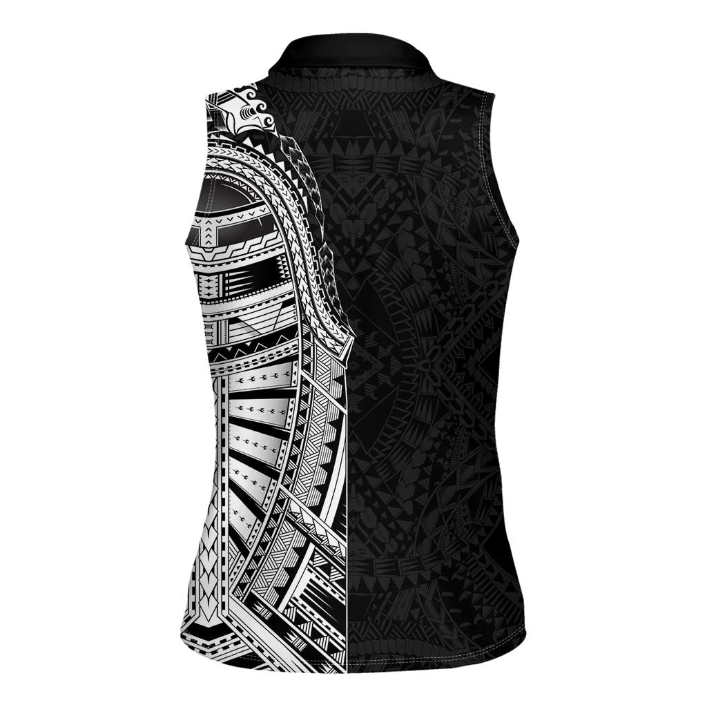 Traditional Polynesian Art Tattoos Women Sleeveless Polo Shirt Black Color LT03 - Polynesian Pride