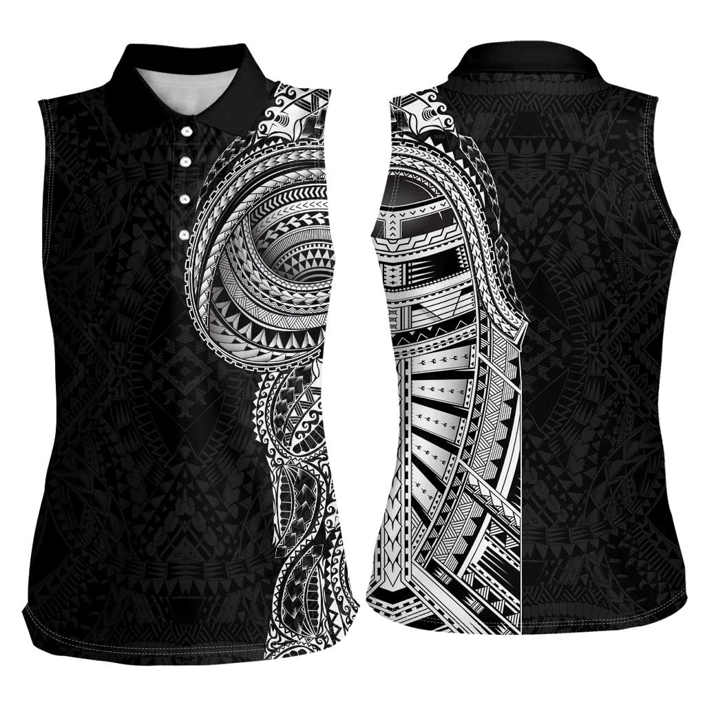 Traditional Polynesian Art Tattoos Women Sleeveless Polo Shirt Black Color LT03 - Polynesian Pride